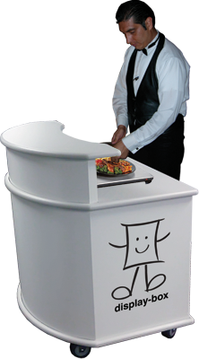 aluminum clad material shell, powder-coated MDF top, shelf, base